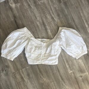 Abercrombie & Fitch White Puff Sleeve Blouse